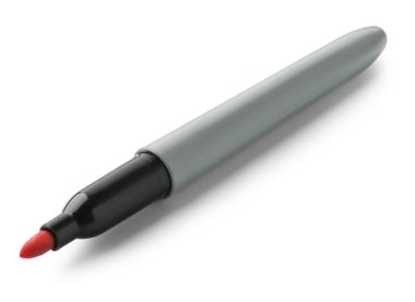 Beyaz üzerine izole edilmiş bir kırmızı renk işareti