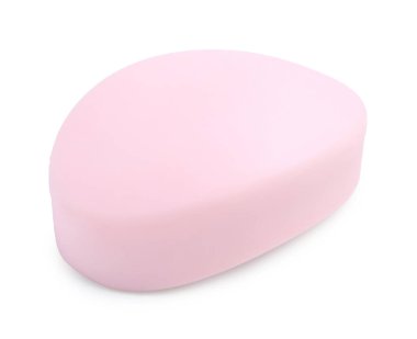 Beyaza izole edilmiş bir sabun çubuğu. Kişisel temizlik.