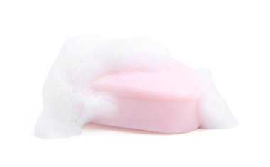 Köpüklü sabun çubuğu beyaza izole edilmiş