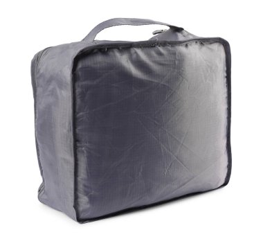 Bir gri paket küpü beyaza izole edilmiş