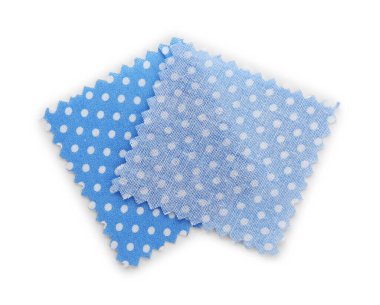 Puantiyeli kumaş örnekleri beyaz, üst görünümde izole