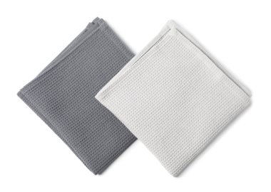 İki temiz waffle havlusu, beyaz, üst manzara