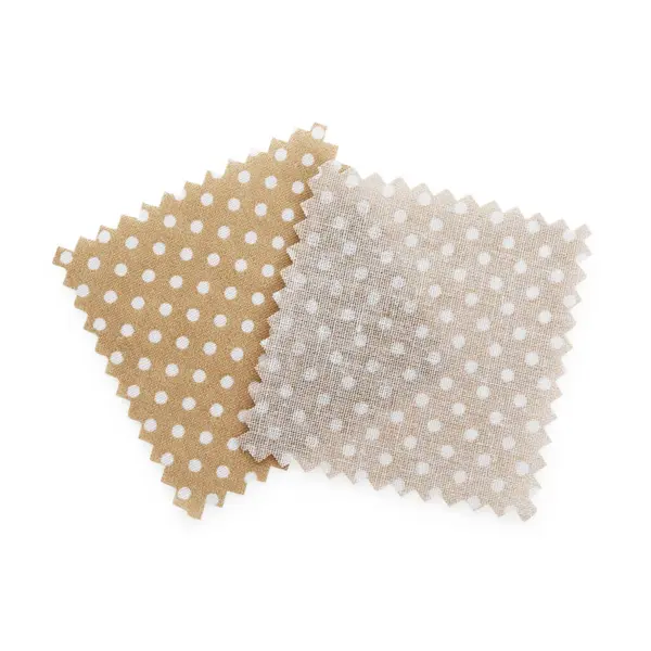 Puantiyeli kumaş örnekleri beyaz, üst görünümde izole