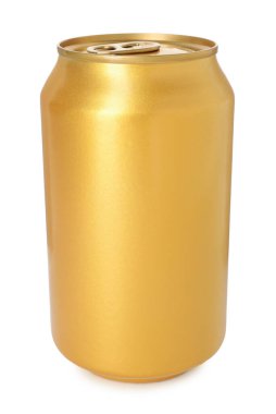 Boş bir teneke kutu beyaza izole edilmiş.