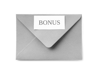 Beyaz, üst görünümde izole edilmiş bonus sözcüğüyle zarf
