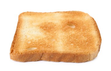 Beyaza izole edilmiş bir parça taze ekmek.