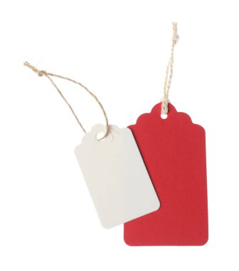 Beyaz üzerinde izole edilmiş dizgileri olan boş etiketler