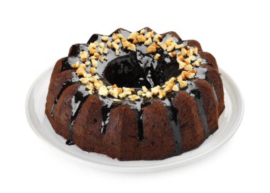 Lezzetli çikolatalı kek, fındıklı ve beyaz.