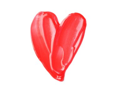 Rujdan yapılmış kalp beyaz, üst görünümde izole edilmiş.