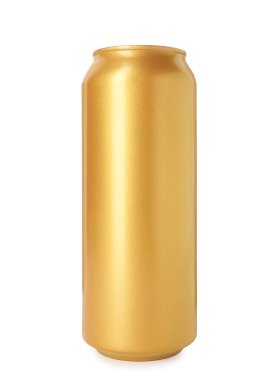 Boş bir teneke kutu beyaza izole edilmiş.