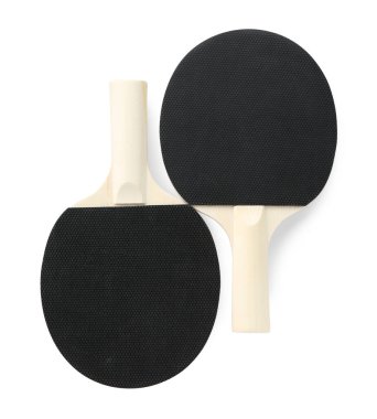 Masa tenisi raketleri beyaz, üst görünümde izole