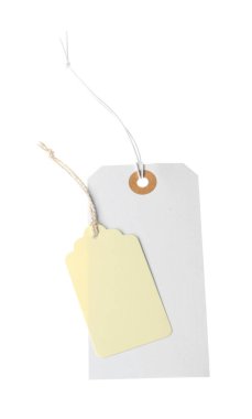 Beyaz üzerinde izole edilmiş dizgileri olan boş etiketler