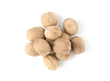 Taze hindistan cevizleri beyaz, üst görünümde izole