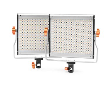 Profesyonel ışıklandırma ekipmanları. LED lambaları beyaz üzerine izole