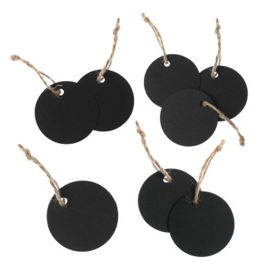 Beyaz arka planda bir sürü boş etiket, kolaj. Tasarım için model