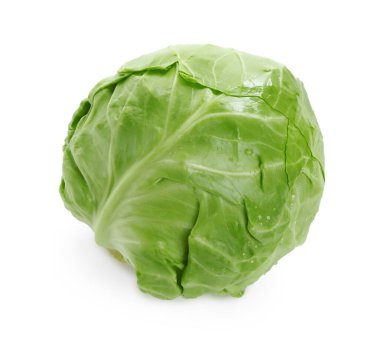 Taze yeşil lahana beyaza izole edilmiş.