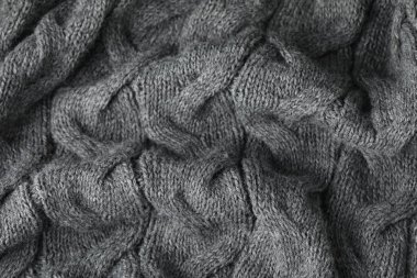 Arkaplan olarak gri yün kumaş dokusu, yakın plan