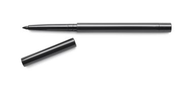 Göz kalemini siyah kıvır, beyaz, üst görünümde izole edilmiş.