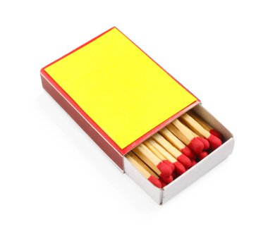 Kutudaki kibritler beyaza izole edilmiş. Tasarım için model