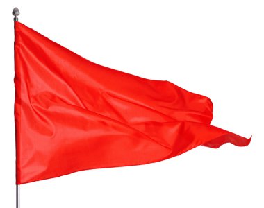 Beyaz arka planda bir kırmızı bayrak. Tasarım için model