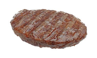 Beyaz üzerine izole edilmiş lezzetli bir hamburger köftesi.