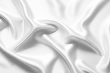 Arkaplan olarak beyaz ipek kumaşın dokusu, üst görünüm