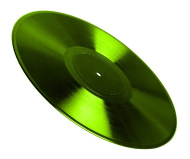 Beyaz arkaplanda bir renkli vinil plak