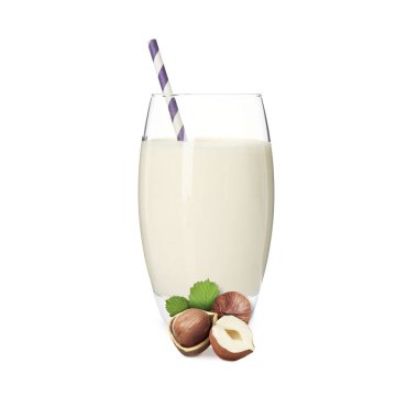 Bardakta fındık sütü ve beyaz fındıklı.