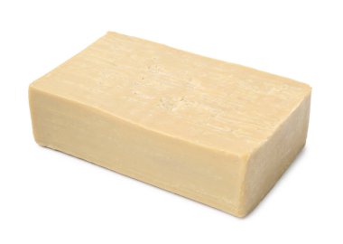 Beyaza izole edilmiş bir sabun çubuğu. Kişisel hijyen ürünleri