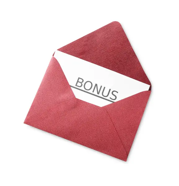 Beyaz, üst görünümde izole edilmiş bonus sözcüğüyle zarf