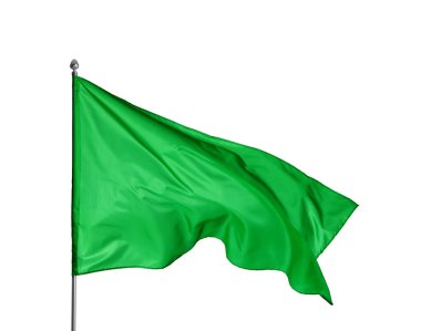 Beyaz arka planda bir yeşil bayrak. Tasarım için model