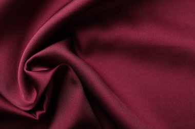 Buruşuk bordo ipek kumaş arka plan olarak, üst görünüm