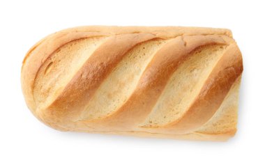 Ekmeğin yarısı beyaz, üst manzarada izole edilmiş.