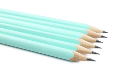 Many sharp graphite pencils isolated on white