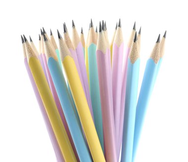 Many sharp graphite pencils isolated on white