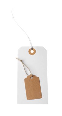 Beyaz üzerinde izole edilmiş dizgileri olan boş etiketler