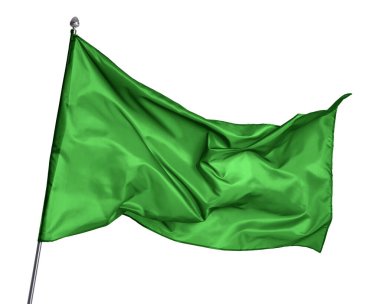 Beyaz arka planda bir yeşil bayrak. Tasarım için model