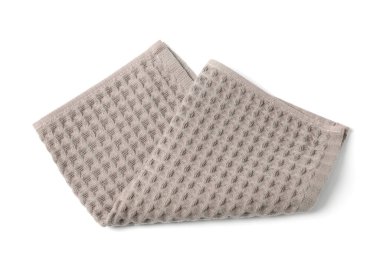 Temiz kahverengi waffle havlusu, beyaz, üst manzara