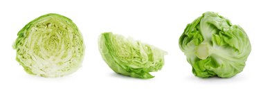 Beyaz zemin üzerinde taze olgun lahanalar, set