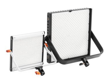 Profesyonel ışıklandırma ekipmanları. LED lambaları beyaz üzerine izole