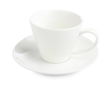 Boş kahve fincanı ve beyaz tabağı.