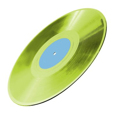Beyaz arkaplanda bir renkli vinil plak