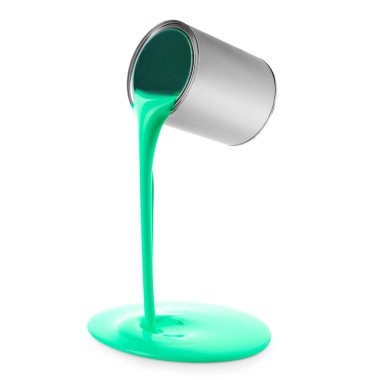 Turkuaz boya beyaz arkaplandan dökülüyor.