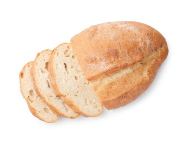 Ekmek dilimleri beyaza izole edilmiş, üst manzara