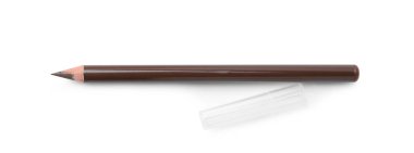 Kahverengi kaş kalemi beyaz, üst görünümde izole edilmiş.