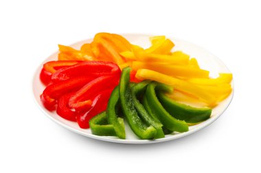 Beyaz renkte kesilmiş dolmalık biberler.