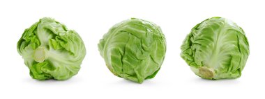 Beyaz zemin üzerinde taze olgun lahanalar, set