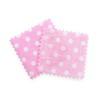 Puantiyeli kumaş örnekleri beyaz, üst görünümde izole