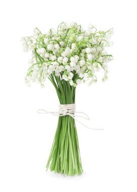 Bir buket güzel zambak vadi çiçekleri bembeyaz