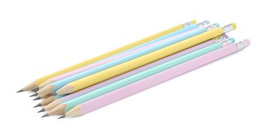 Many sharp graphite pencils isolated on white